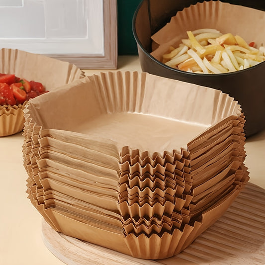 100-Pack/50-Pack Air Fryer Liners - Universal for Oven & Microwave, Non-Stick Parchment Paper - No Coating, Heat-Resistant for Home & Commercial Use