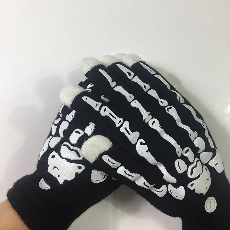 1pcs Halloween Decoration Black Acrylic Skeleton Flash Glowing Gloves Christmas Warm LED Gloves