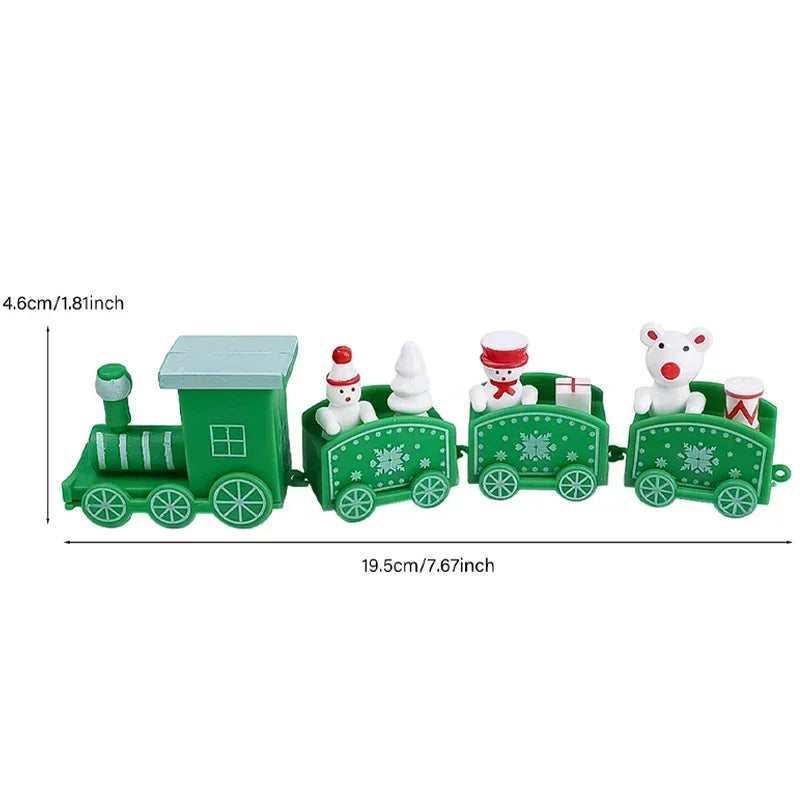 Wooden Train Christmas Ornaments Santa Cake Decoration Merry Christmas Navidad New Year Party Table Decoration Kids Gifts Toys