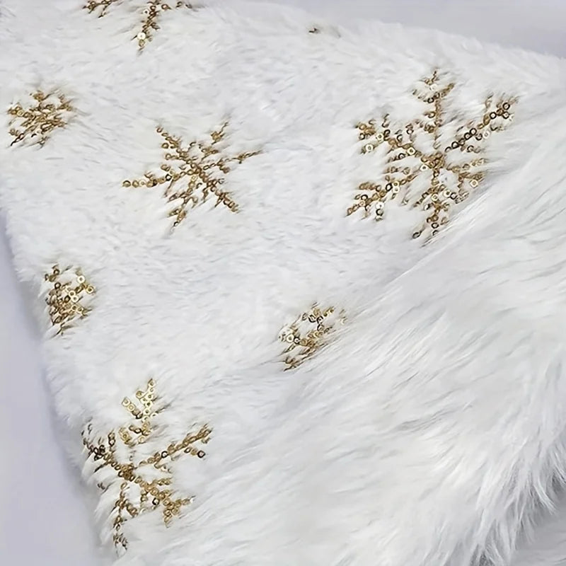 White snowflake Christmas hat, Christmas decoration, fuzzy golden embroidered Christmas hat, Christmas festival costume,gift bag