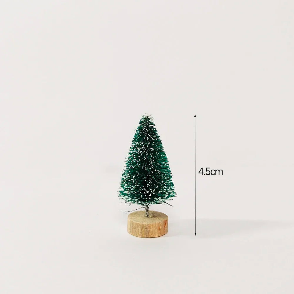5/8pcs Mini Christmas Trees Small Artificial Christmas Tree Ornament Cedar Pine Sisal Tabletop Merry Christmas Party Decoration