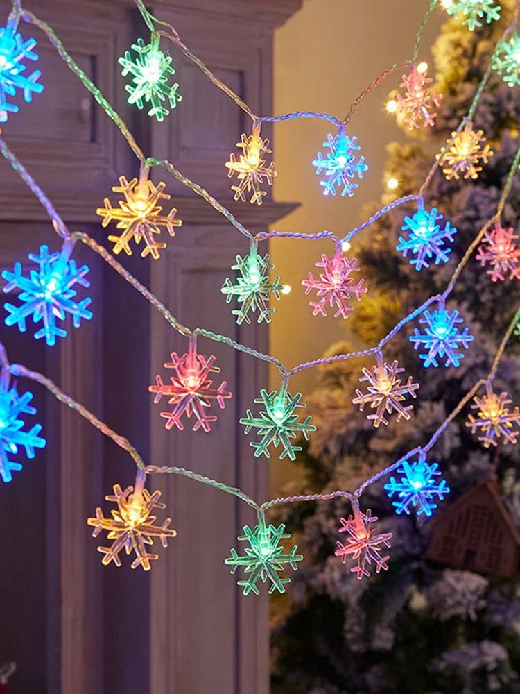 Snowflake Lights String LED Festoon Light USB Plug Christmas Tree Light Aesthetic Room Decoration Wedding Party New Year's Decor