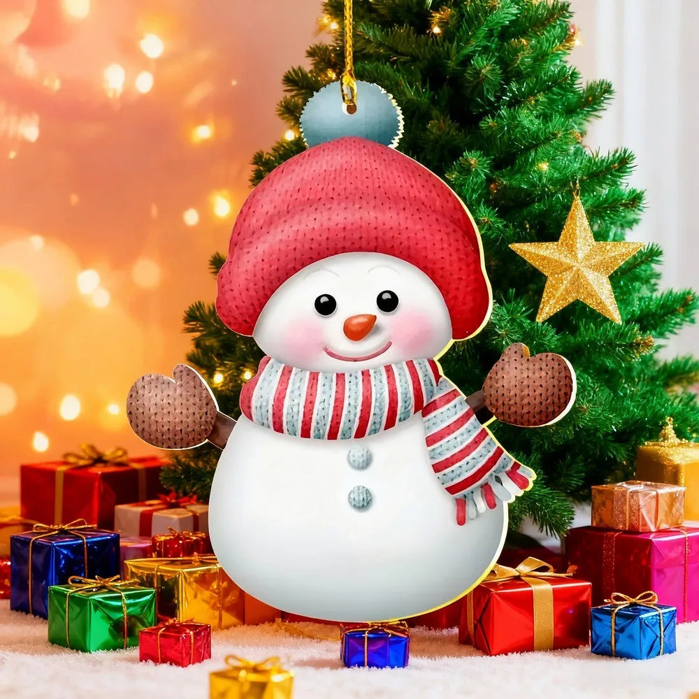 Customized NAME Christmas Santa Claus Snowman Pendant Acrylic Flat Personalized Merry Christmas 2025 Xmas Tree Decoration Hangin