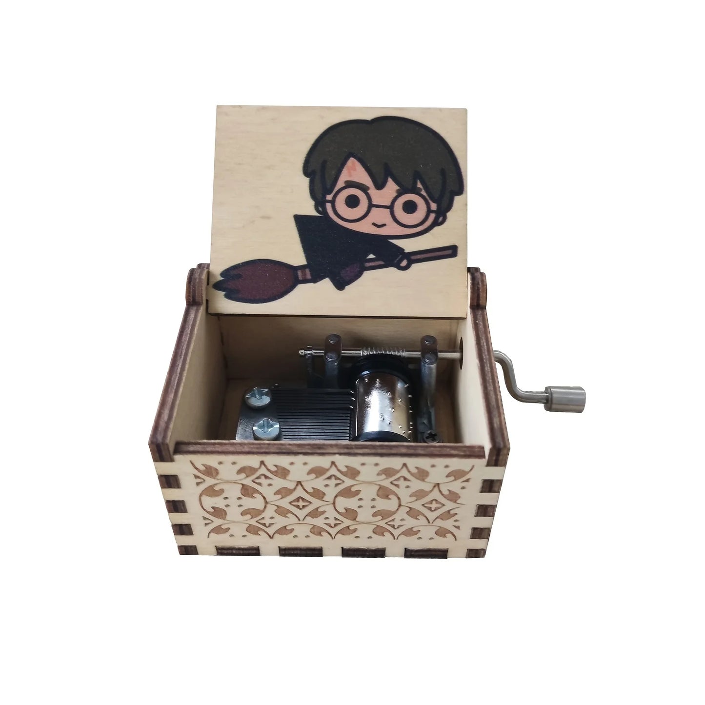 Merry Christmas Music Box Wooden Antique Carved Hand Cranked Classic Theme Music for Birthday Party Gifts Family Decoration