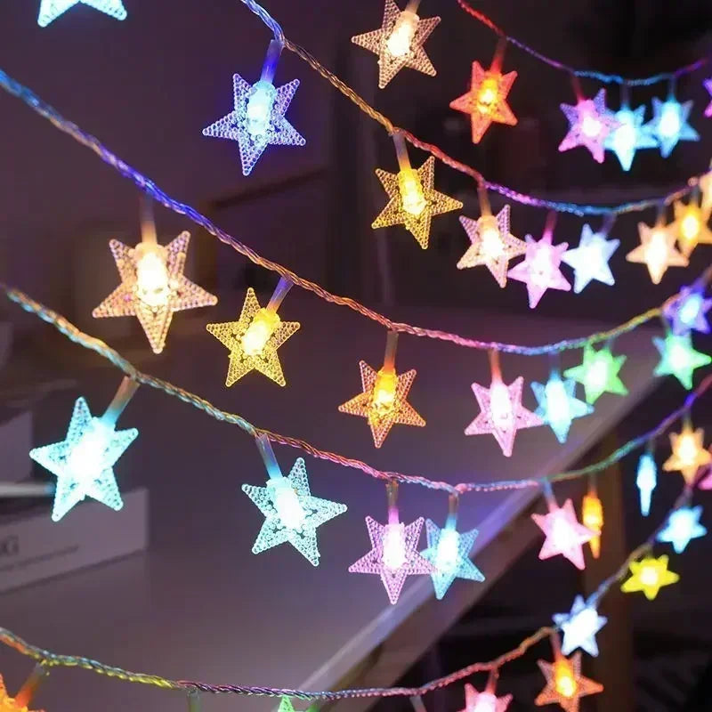 Christmas Tree Star Light String LED 10/20/40/80 Lights Night Decoration for Family Garden Party Atmosphere
