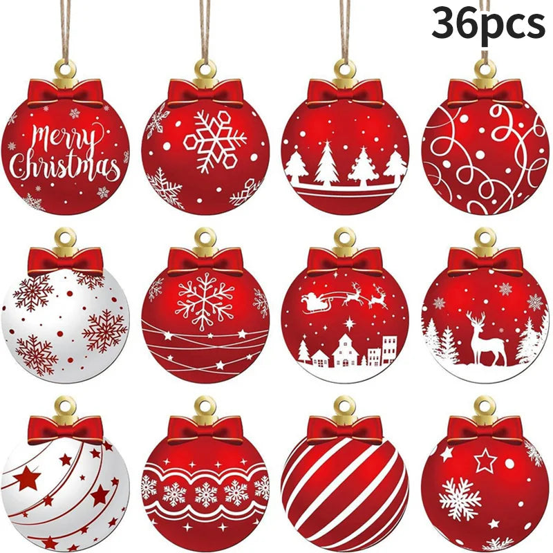 6/12/24/36PCS Christmas Balls Ornament Xmas Tree Hanging Bauble Pendant 2025 Christmas Decoration Home Party Photo Porps Navidad