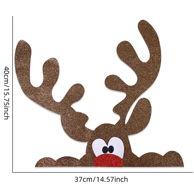 Christmas Door Stickers Decor Large Snowman Reindeer Santa Stickers for Refrigerator Wall Window Christmas Door Decorations
