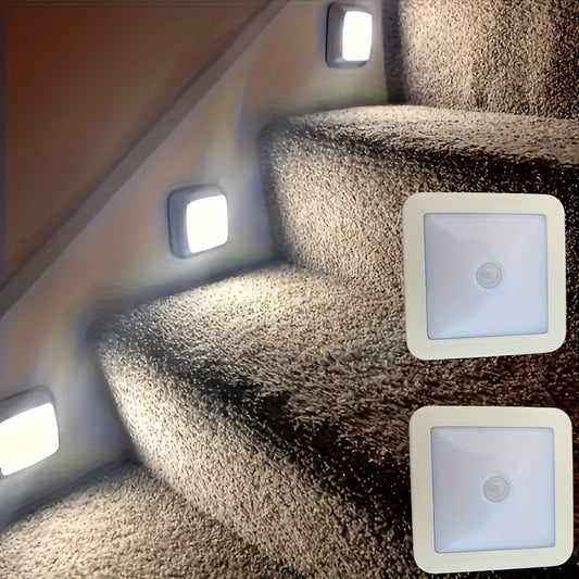 6-LED Motion Sensor Stair Wall Light, Battery Powered Wireless Night Light, for Under Cabinet, Hallway, Stairs, Closet, Kitchen - Christmas Indoor Use, 36V (IP44) with Electronic Components (batteries Not Included)!