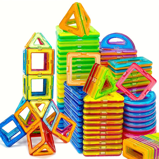 Children's Magnetic Building Blocks Set 40/80/100pcs, Stem Education Building Toys, ABS Material, Better Cultivate Children's Hands on Ability, Children's Creative Learning Puzzle GiftChristmas stocking stuffers,Christmas sto