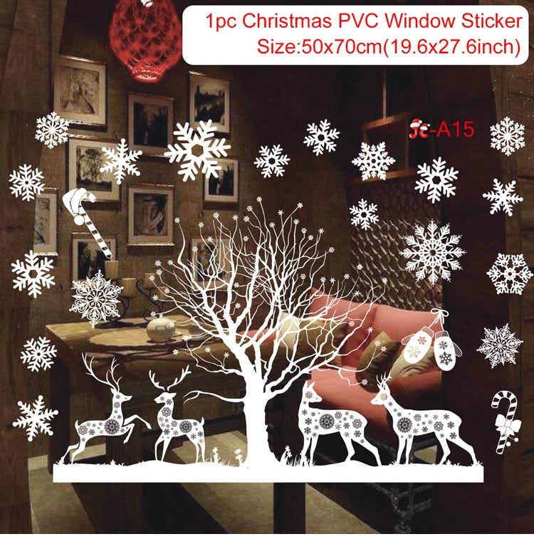 Christmas Wall Window Stickers Christmas Decoration For Home 2024 Merry Christmas Ornaments Xmas Navidad Happy New Year 2025
