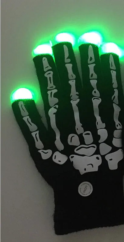 1pcs Halloween Decoration Black Acrylic Skeleton Flash Glowing Gloves Christmas Warm LED Gloves