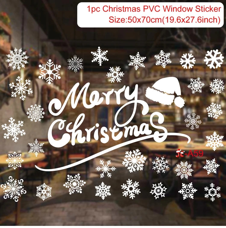 Christmas Wall Window Stickers Christmas Decoration For Home 2024 Merry Christmas Ornaments Xmas Navidad Happy New Year 2025