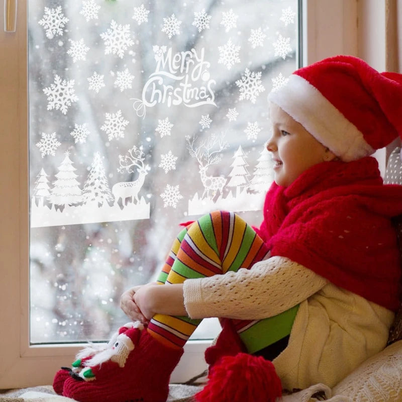 Christmas Wall Window Stickers Christmas Decoration For Home 2024 Merry Christmas Ornaments Xmas Navidad Happy New Year 2025