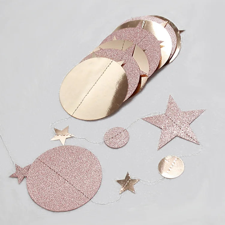 Christmas Decorations for Home Paper Star Dot Garland Flash Banner DIY Birthday Wedding Baby Shower Curtain 2022 Navidad Decor