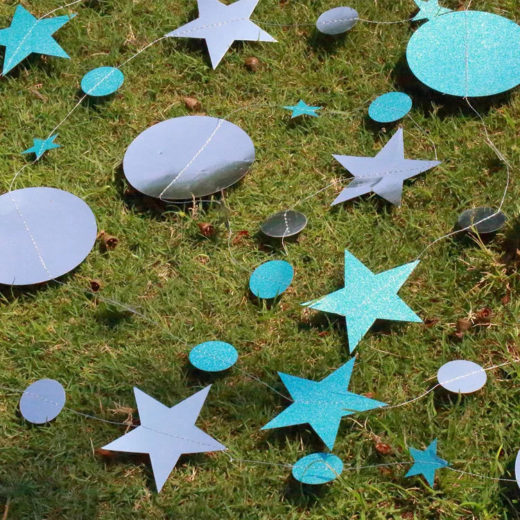 Christmas Decorations for Home Paper Star Dot Garland Flash Banner DIY Birthday Wedding Baby Shower Curtain 2022 Navidad Decor