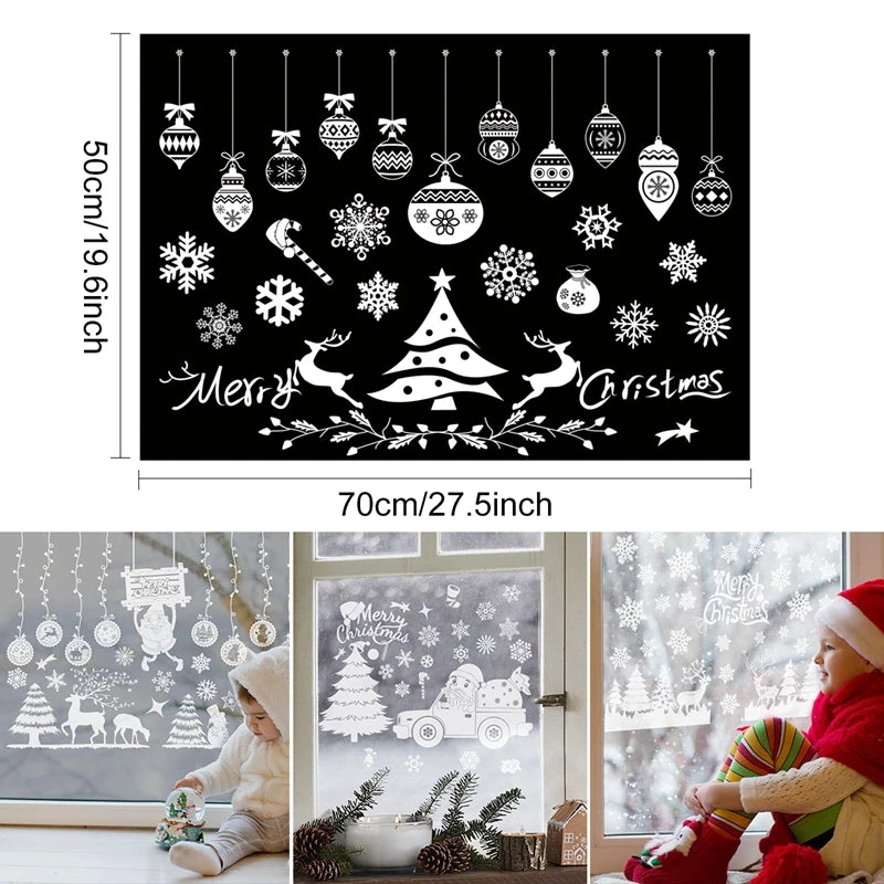 Christmas Wall Window Stickers Christmas Decoration For Home 2024 Merry Christmas Ornaments Xmas Navidad Happy New Year 2025