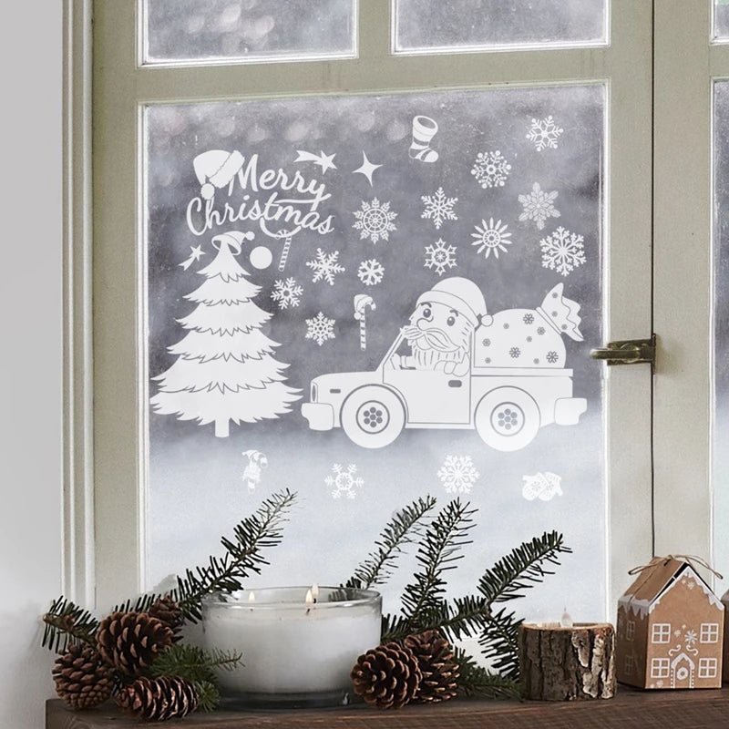 Christmas Wall Window Stickers Christmas Decoration For Home 2024 Merry Christmas Ornaments Xmas Navidad Happy New Year 2025