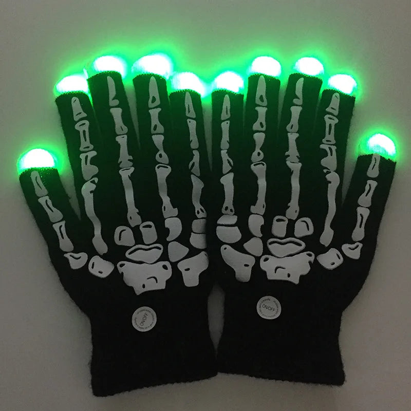 1pcs Halloween Decoration Black Acrylic Skeleton Flash Glowing Gloves Christmas Warm LED Gloves