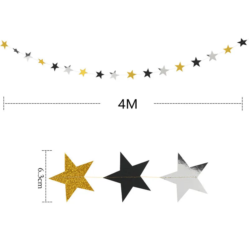 Christmas Decorations for Home Paper Star Dot Garland Flash Banner DIY Birthday Wedding Baby Shower Curtain 2022 Navidad Decor