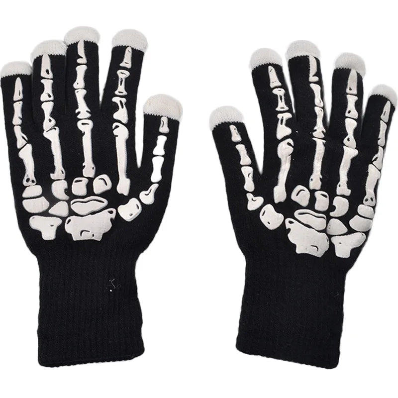 1pcs Halloween Decoration Black Acrylic Skeleton Flash Glowing Gloves Christmas Warm LED Gloves