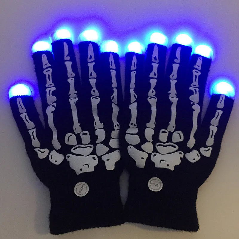 1pcs Halloween Decoration Black Acrylic Skeleton Flash Glowing Gloves Christmas Warm LED Gloves