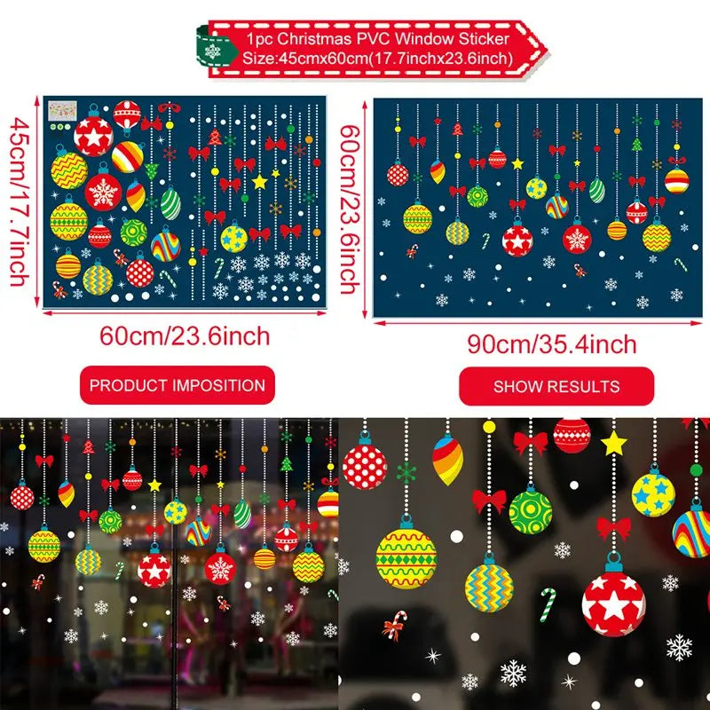 Christmas Wall Window Stickers Christmas Decoration For Home 2024 Merry Christmas Ornaments Xmas Navidad Happy New Year 2025
