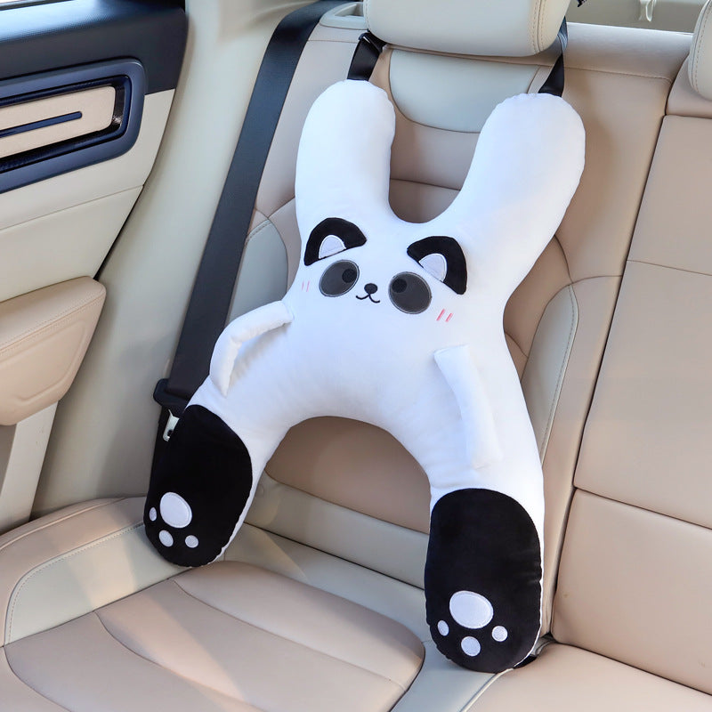 Prevent Leaning Head Back Seat Sleeping Comfort During Long Distance Travel Kids Car Neck Pillow with Seat Belt Safety Sleep Aid