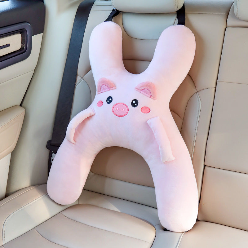 Prevent Leaning Head Back Seat Sleeping Comfort During Long Distance Travel Kids Car Neck Pillow with Seat Belt Safety Sleep Aid