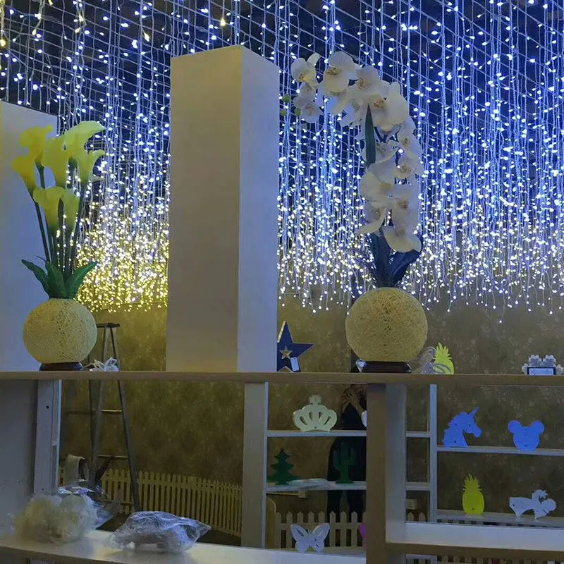 Led Icicle String Lights 4m Street Garland On The House 8 Modes Christmas Lights Outdoor For New Year Christmas Decoration