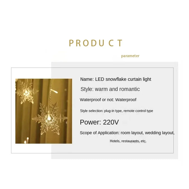 3.5M Christmas Lights LED Fairy String Lights Snowflake Curtain Garland Waterproof For Holiday Party Xmas Decoration 2024