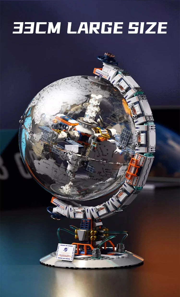 New Creative Technology Space Station Transparent Globe Building Blocks High Tech Construction Bricks Set Toy Gifts For Children