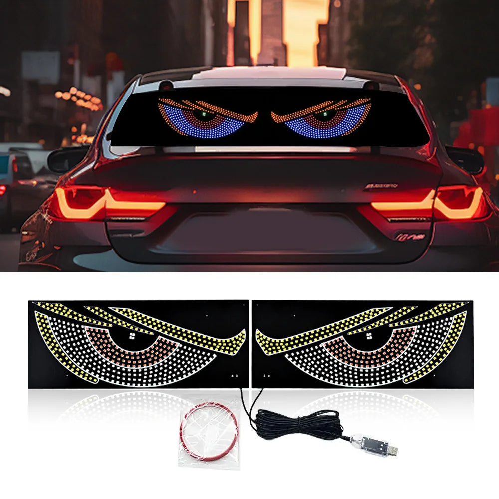 Flexile LED Windshield Display for Cars with Animated Blinking Demon EyesGeneral Motors Front and Rear Windshield Dynamic Light
