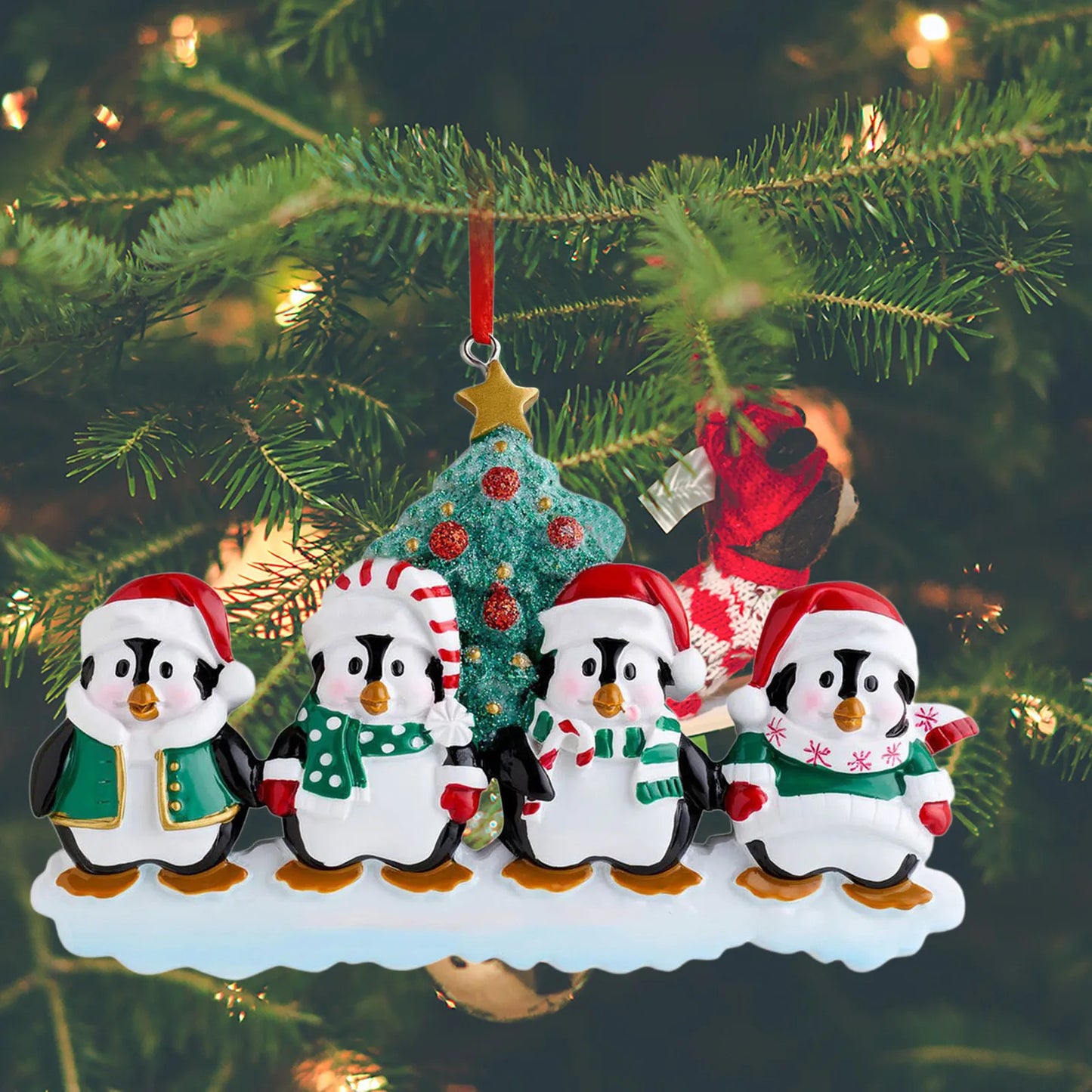 Personalized Family Christmas Ornament Cute Penguin Holiday Winter Gift 2021  Family Ornament Christmas Tree Decorations