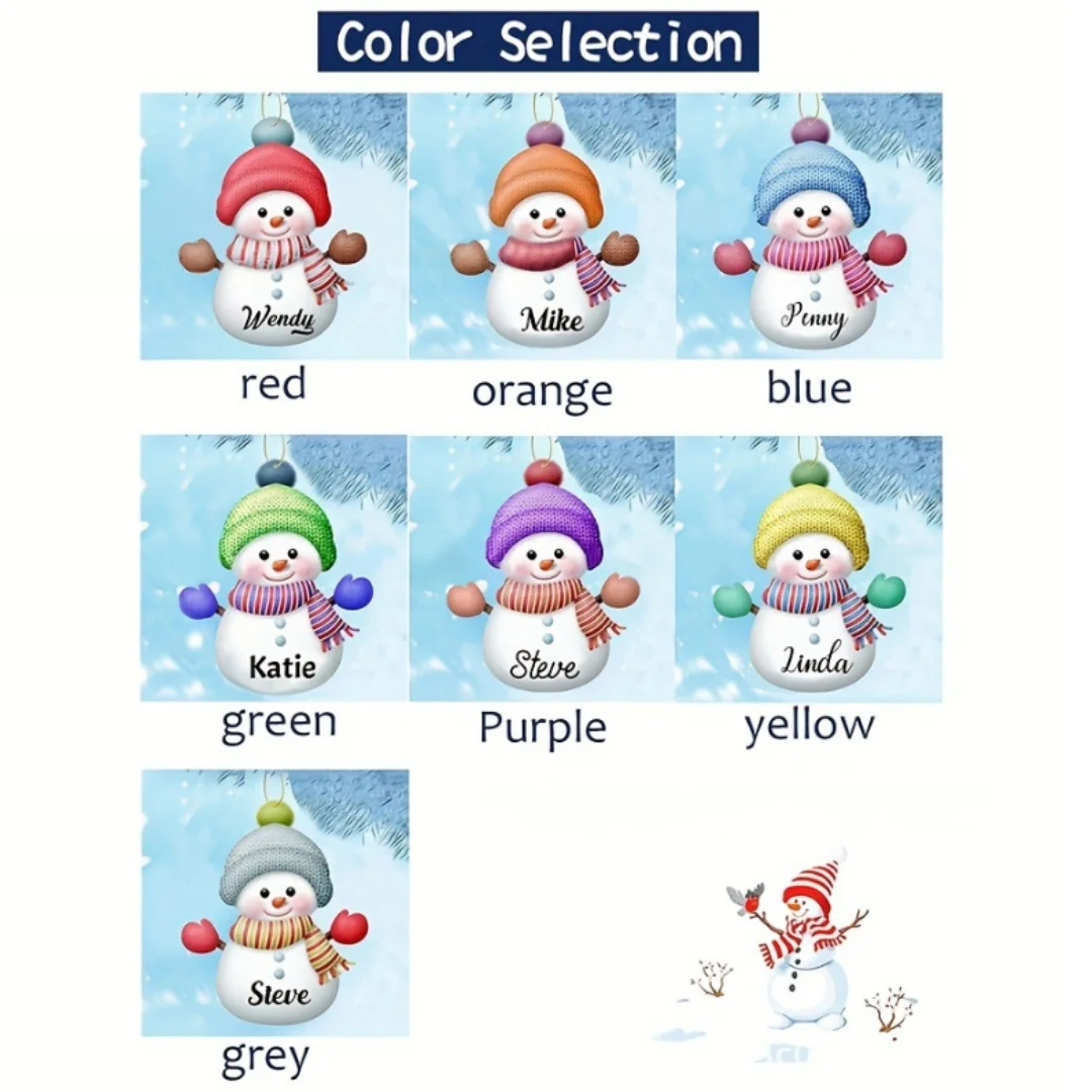 Customized NAME Christmas Santa Claus Snowman Pendant Acrylic Flat Personalized Merry Christmas 2025 Xmas Tree Decoration Hangin