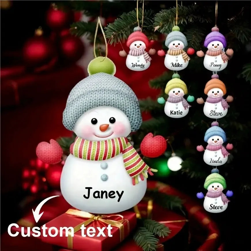 Customized NAME Christmas Santa Claus Snowman Pendant Acrylic Flat Personalized Merry Christmas 2025 Xmas Tree Decoration Hangin