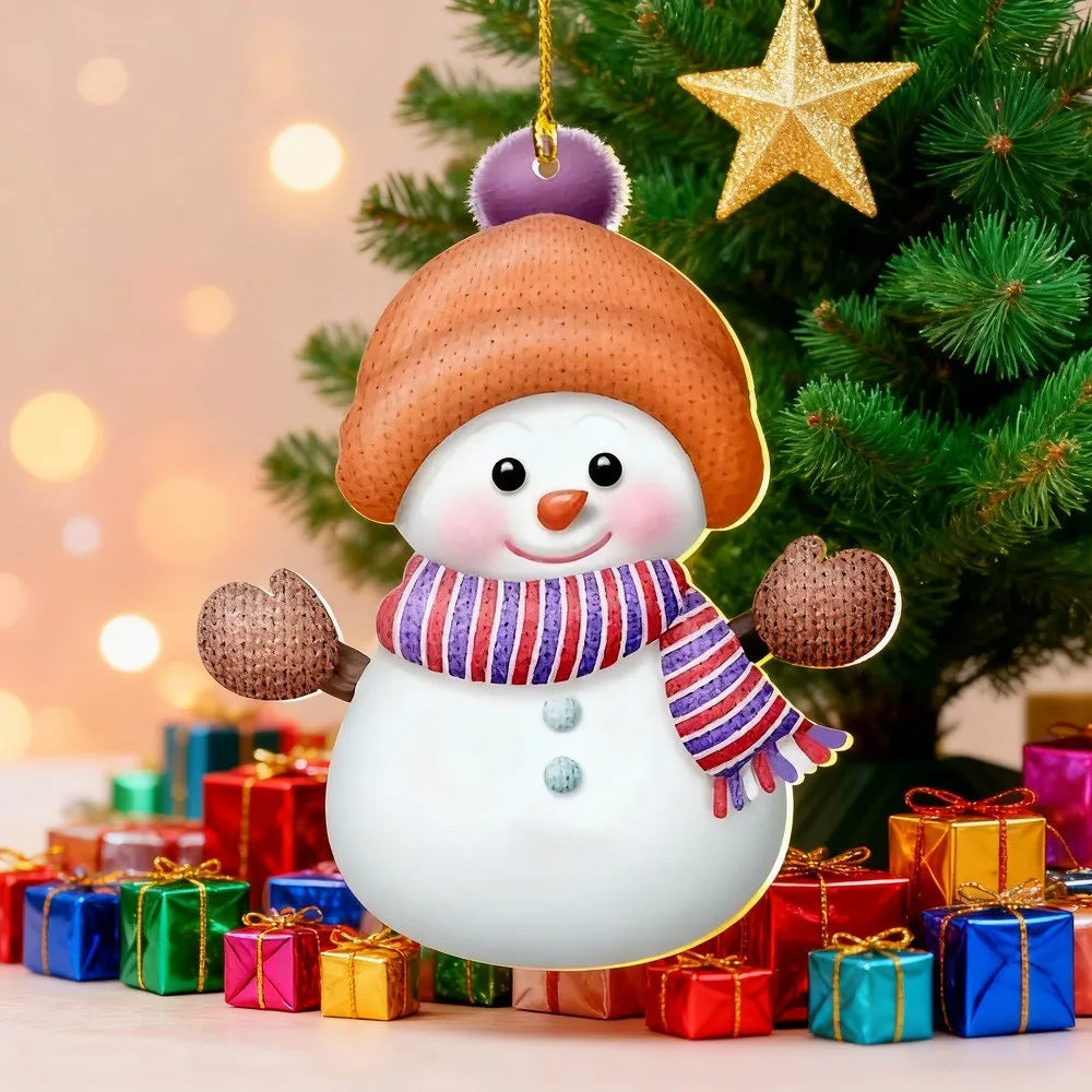 Customized NAME Christmas Santa Claus Snowman Pendant Acrylic Flat Personalized Merry Christmas 2025 Xmas Tree Decoration Hangin