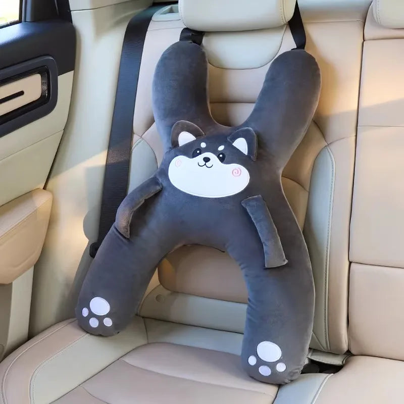 Prevent Leaning Head Back Seat Sleeping Comfort During Long Distance Travel Kids Car Neck Pillow with Seat Belt Safety Sleep Aid
