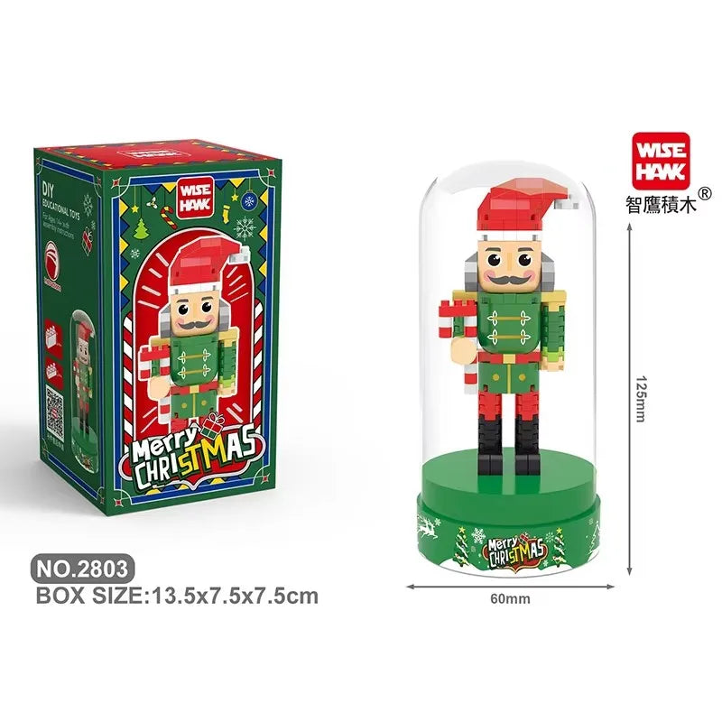 Retro Soldier Shaped Creative Miniature Building Block Model Christmas Home Ornament DIY Educational Kids Toys Holiday Gifts