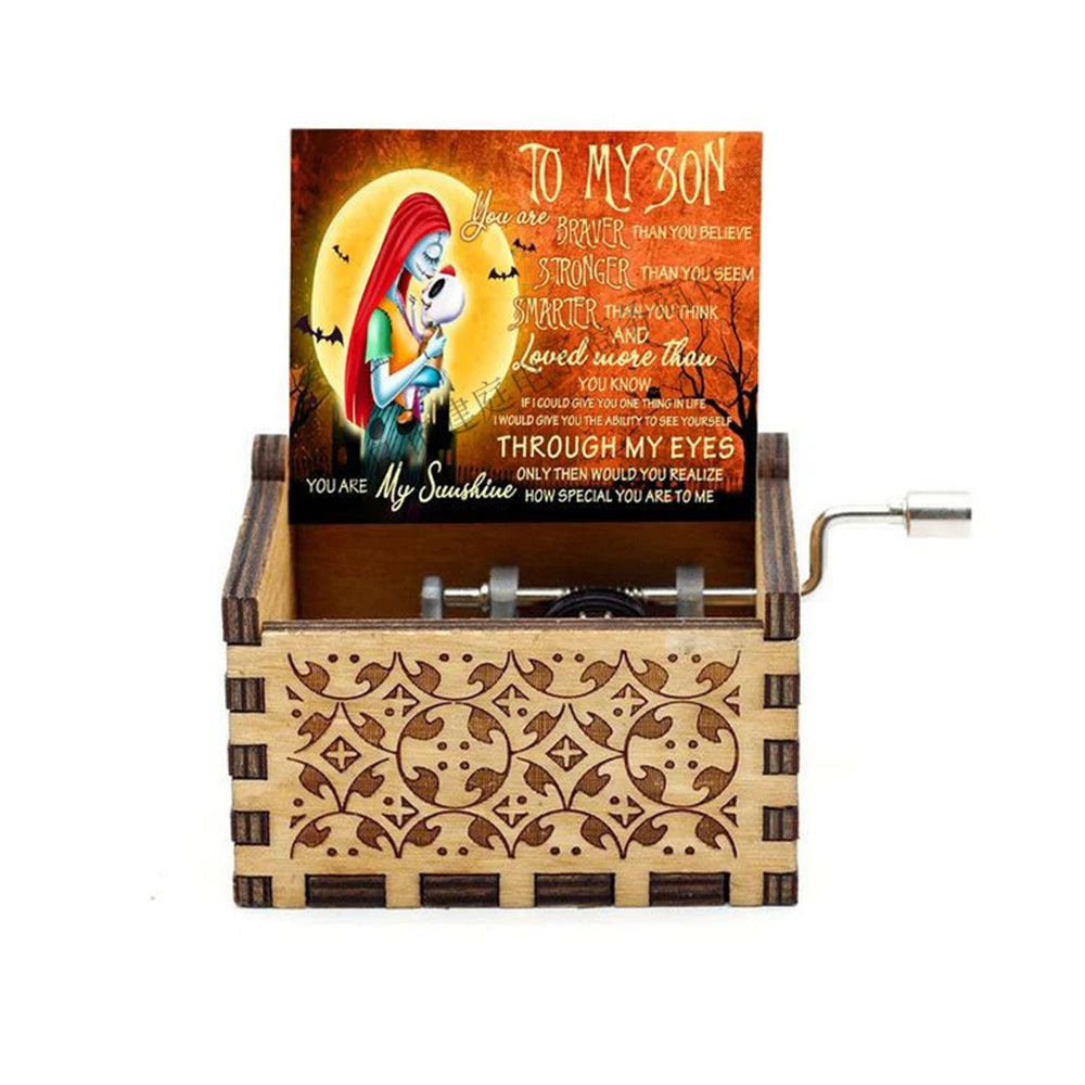 Merry Christmas Wooden Music Box Hand Cranked Movement Christmas Gifts for Children Birthday Present  Home Office Decoration