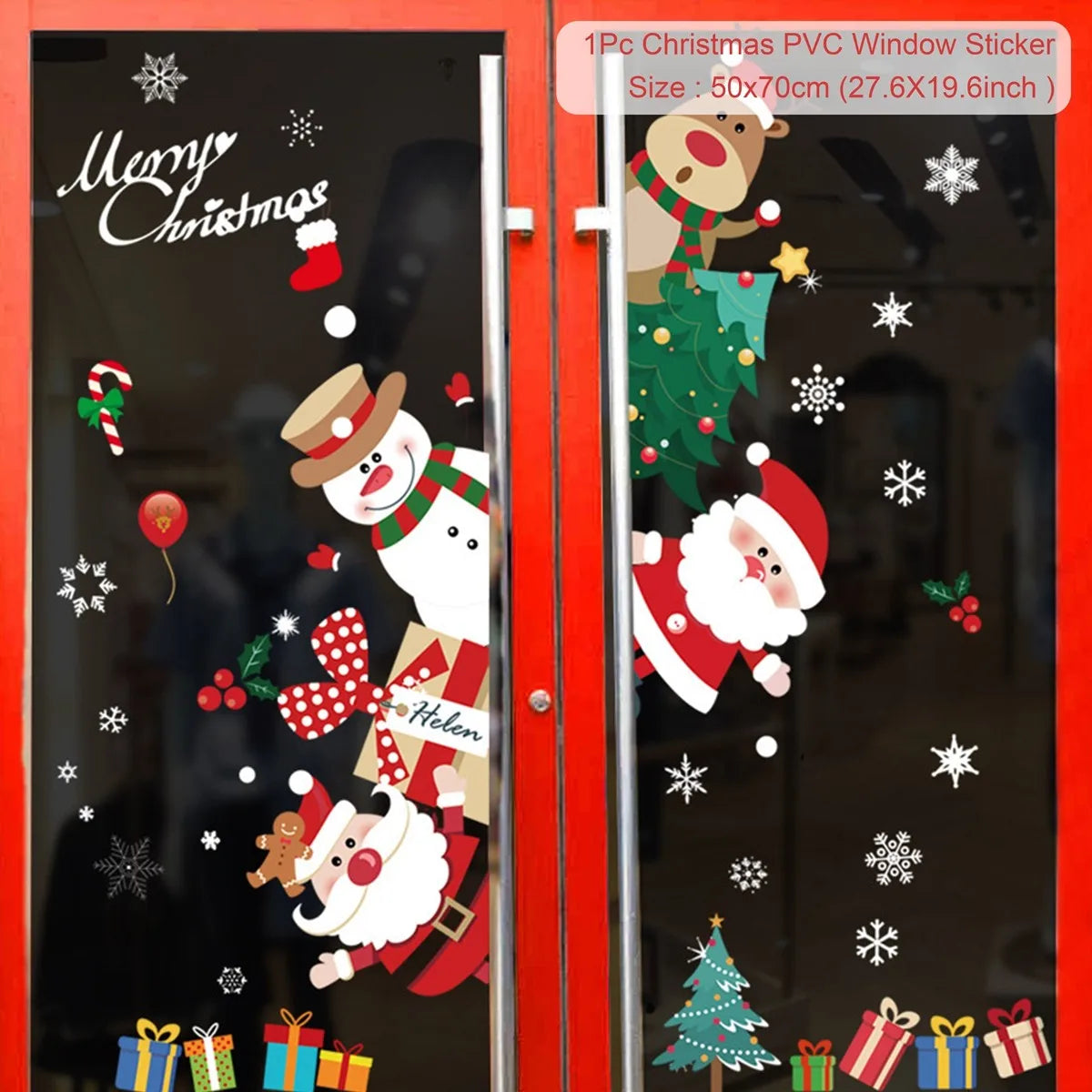 Christmas Wall Window Stickers Christmas Decoration For Home 2024 Merry Christmas Ornaments Xmas Navidad Happy New Year 2025