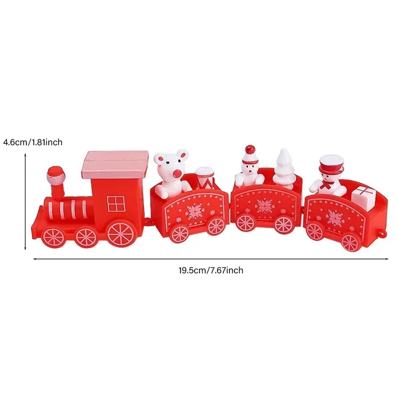 Wooden Train Christmas Ornaments Santa Cake Decoration Merry Christmas Navidad New Year Party Table Decoration Kids Gifts Toys