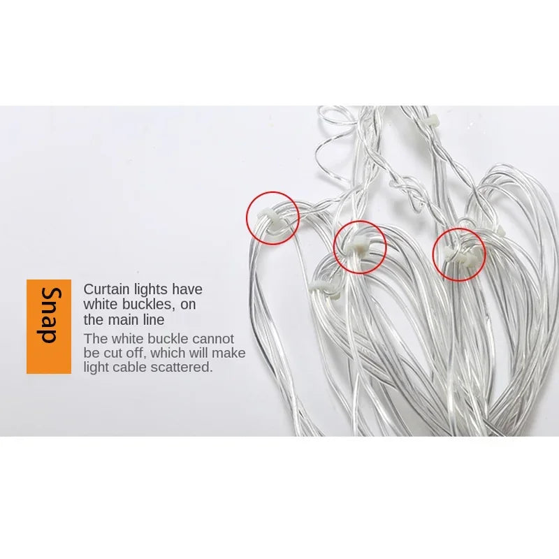 3.5M Christmas Lights LED Fairy String Lights Snowflake Curtain Garland Waterproof For Holiday Party Xmas Decoration 2024