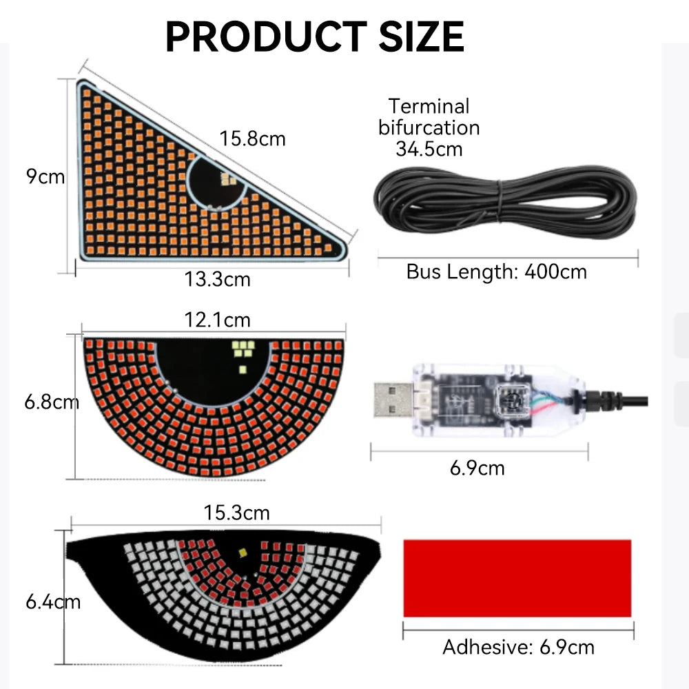 Truck Devil's Eye Light RGB Dynamic Demon Eye Decorative Light Led Display Decor Pixel Panel Windshield USB 5V Multi-Mode Lamp