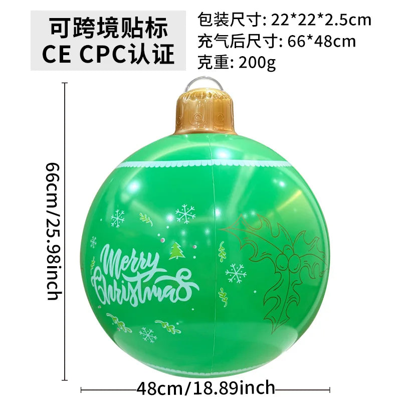 60cm Giant Luminous Inflatable Christmas Ball With No Lights Pvc Outdoor Xmas Decoration Ball Holiday Yard Lawn Porch Decor 2025