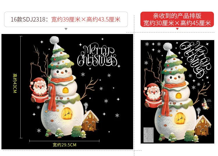 2024 New Christmas Decoration Window Stickers Santa Christmas Tree Window Glass Decal Poster New Year 2025 Decoration Stickers