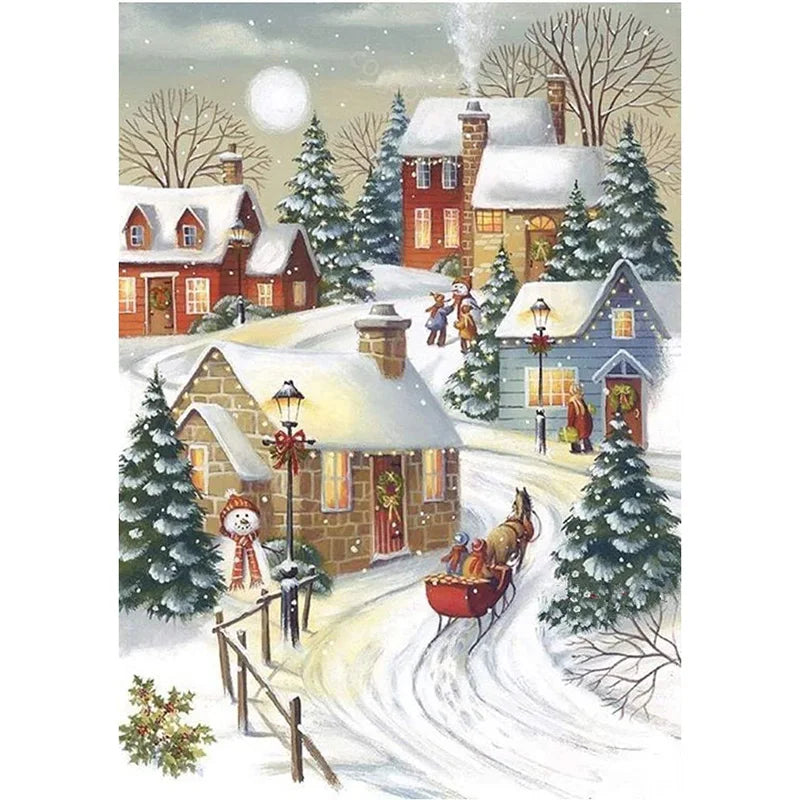 HOMFUN Full Diamond "House Christmas Scenery" DIY 5D Diamond Painting Cross Stitch Home Decor Picture Of Rhinestone Handmade