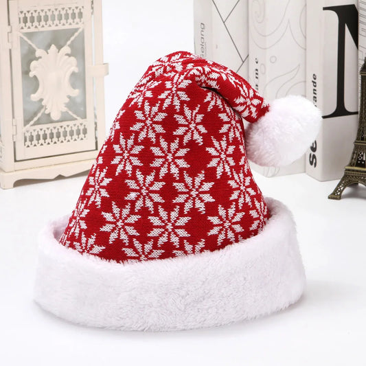 2025 New Snow Deer Knitted Woollen Christmas Hat 30*40cm Adult Children's Winter Hat Decoration Christmas Atmosphere Layout