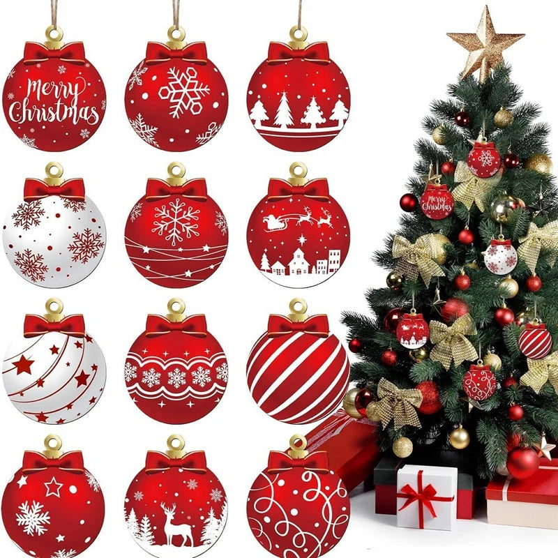 6/12/24/36PCS Christmas Balls Ornament Xmas Tree Hanging Bauble Pendant 2025 Christmas Decoration Home Party Photo Porps Navidad