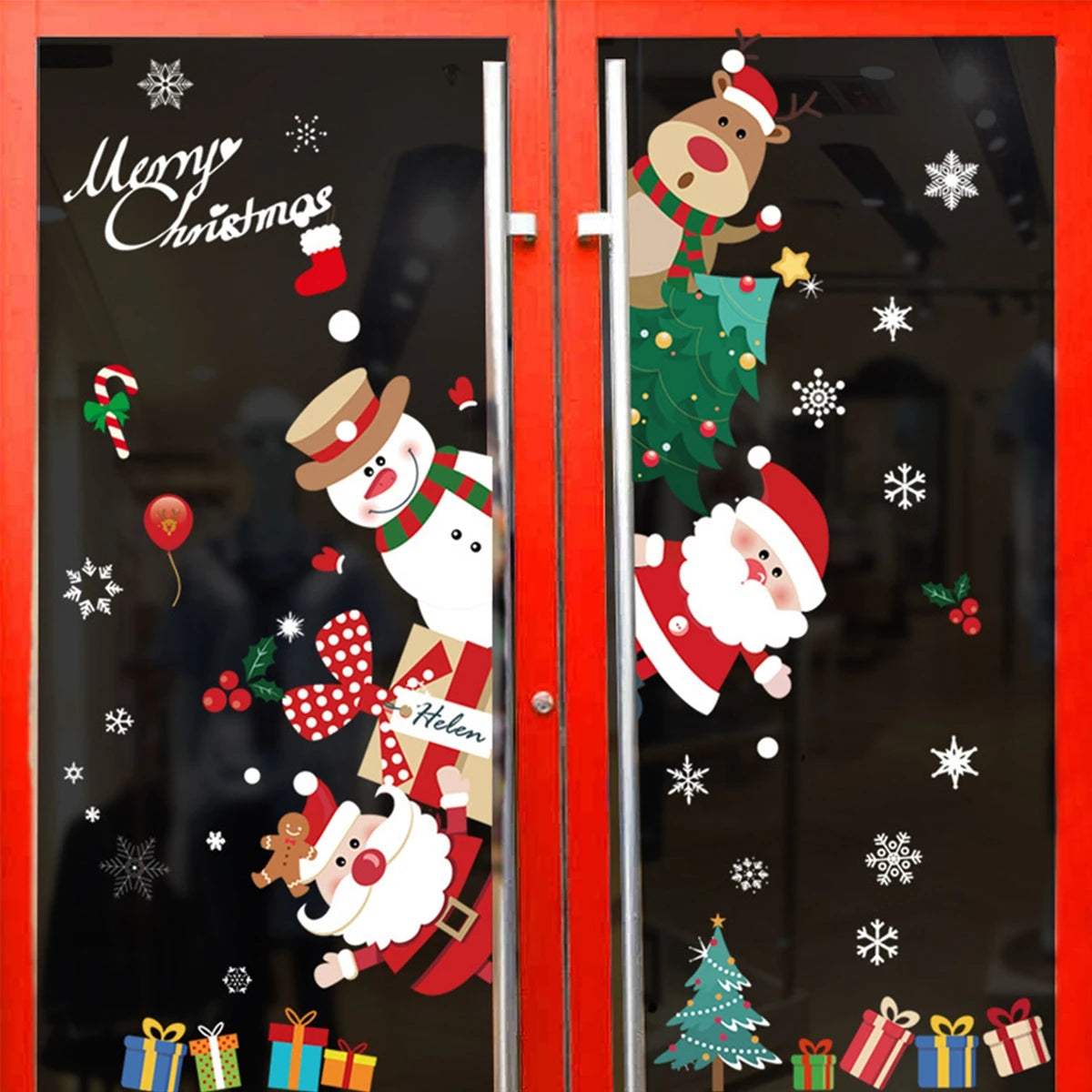 Christmas Wall Window Stickers Christmas Decoration For Home 2024 Merry Christmas Ornaments Xmas Navidad Happy New Year 2025