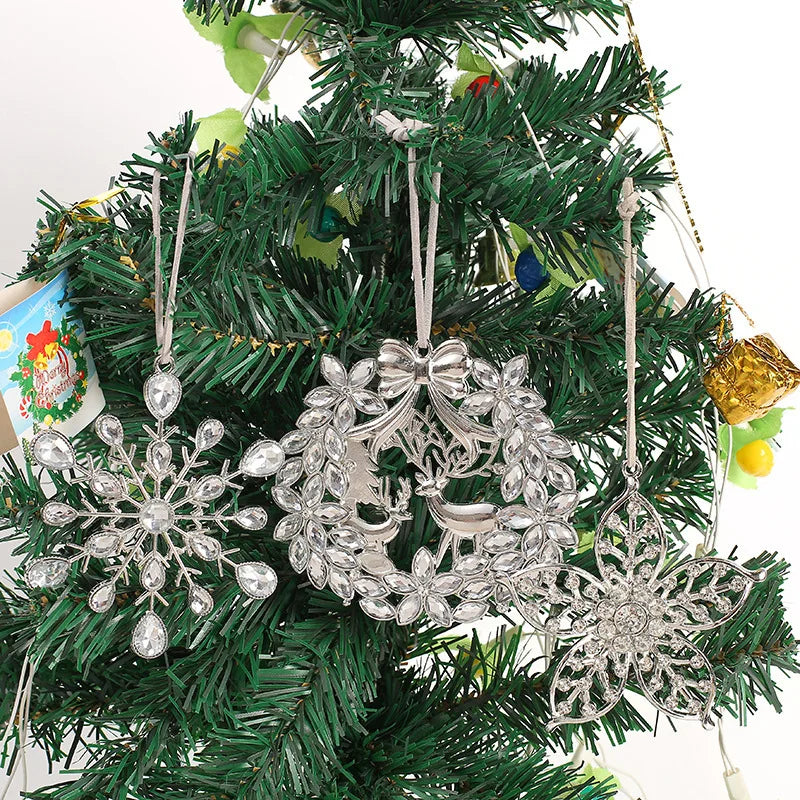 Christmas Crystal Clear Acrylic Snowflake Walking Stick Xmas Tree Pendant Ornaments Christmas Decoration For Home Navidad Noel